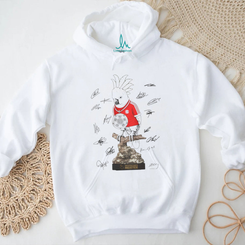 Bayern Munich Deutscher Meister 35 Cockatoo Mascot Signature White T Shirt