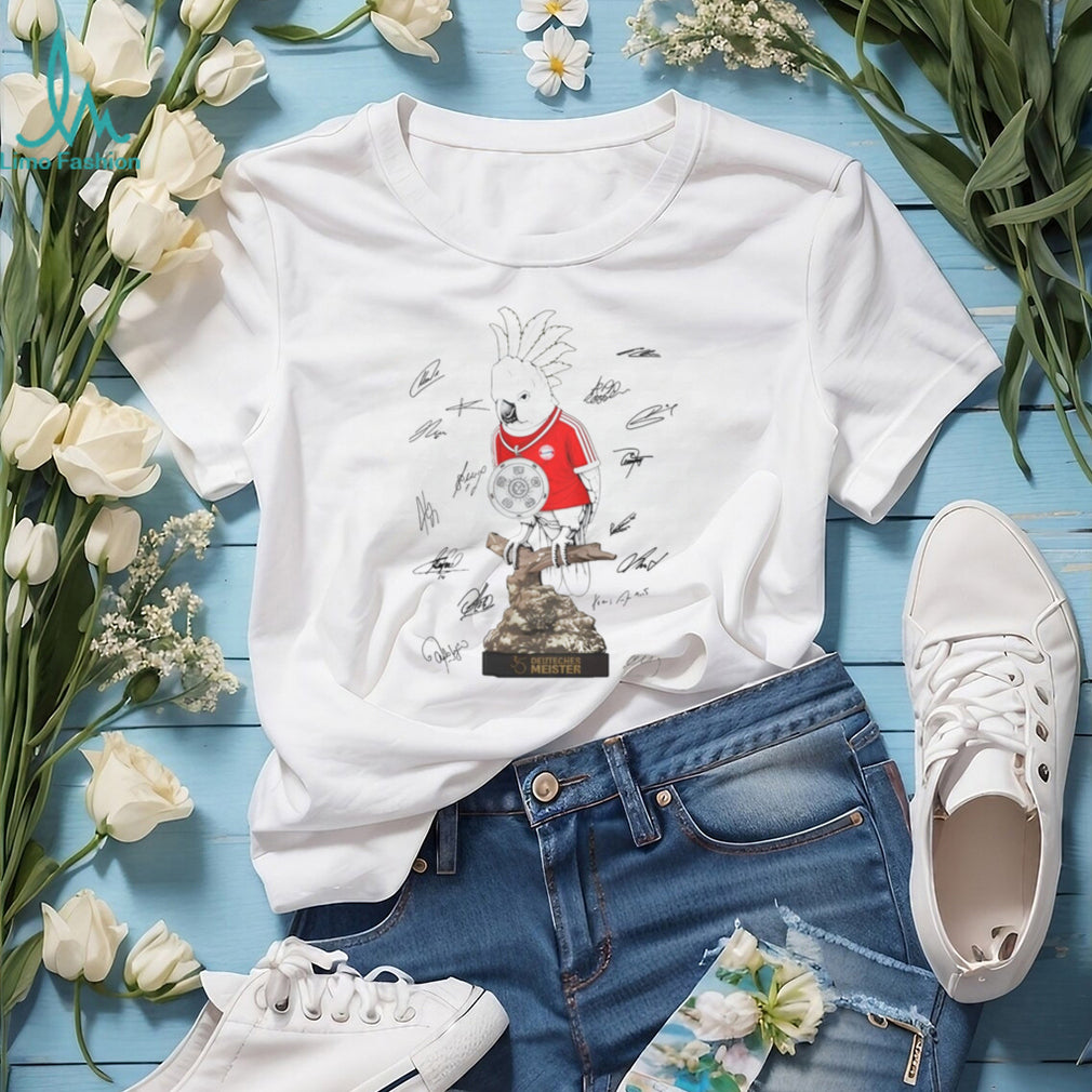 Bayern Munich Deutscher Meister 35 Cockatoo Mascot Signature White T Shirt