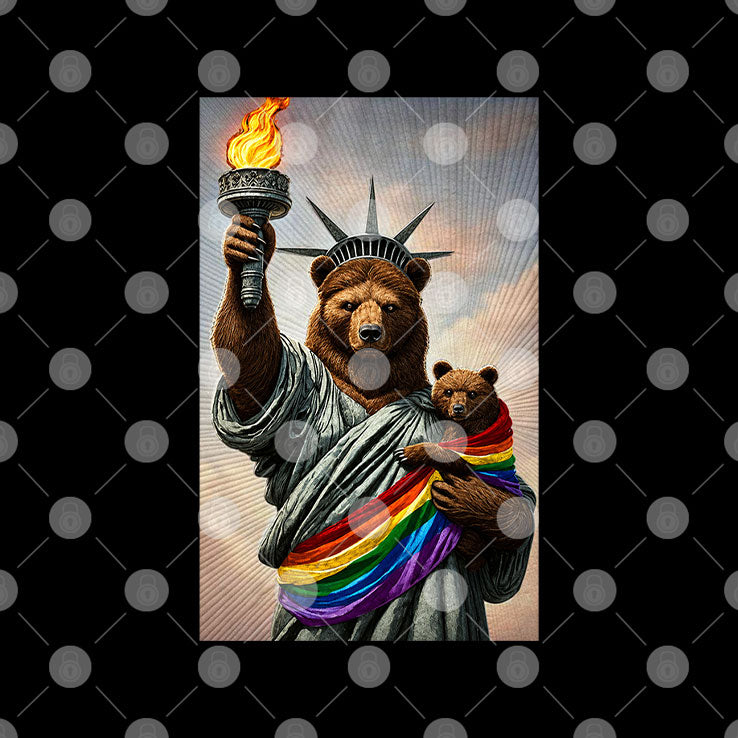 Bear Statue Of Liberty Pride T Shirt