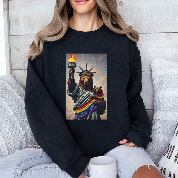 Bear Statue Of Liberty Pride T Shirt