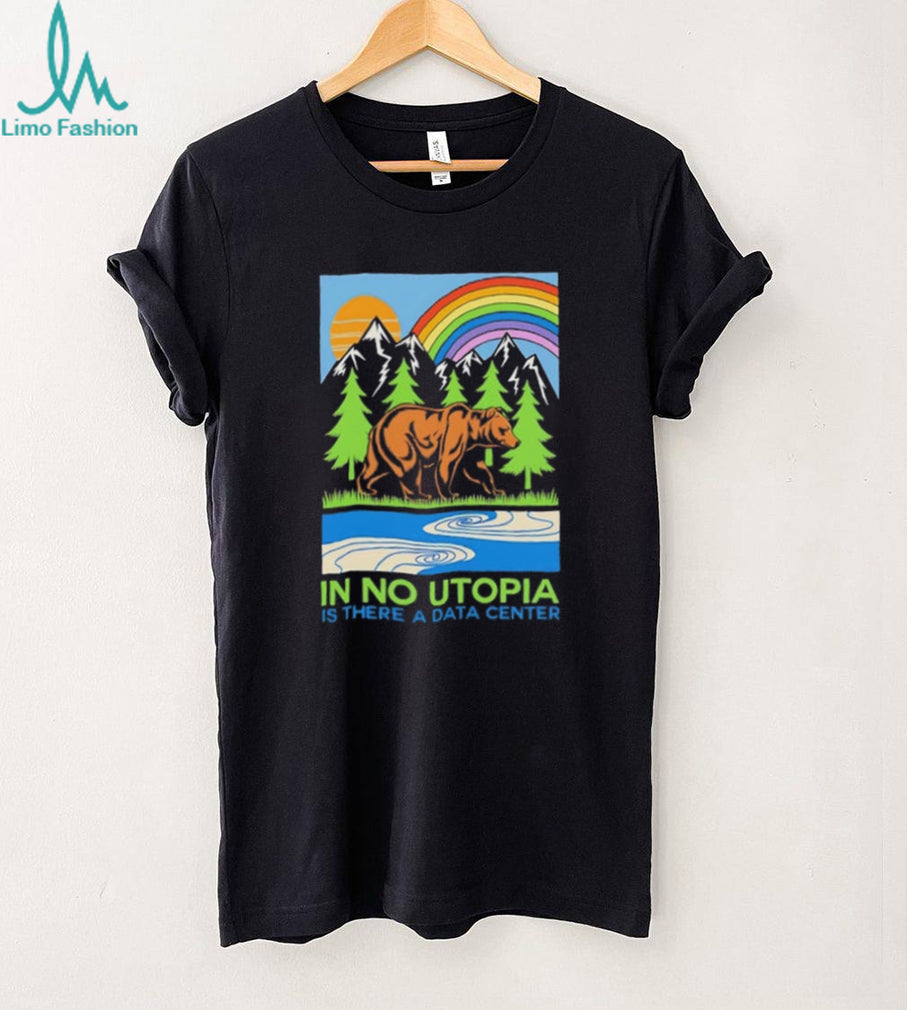 Bear walking through forest in no Utopia is there a data center illustration shirt