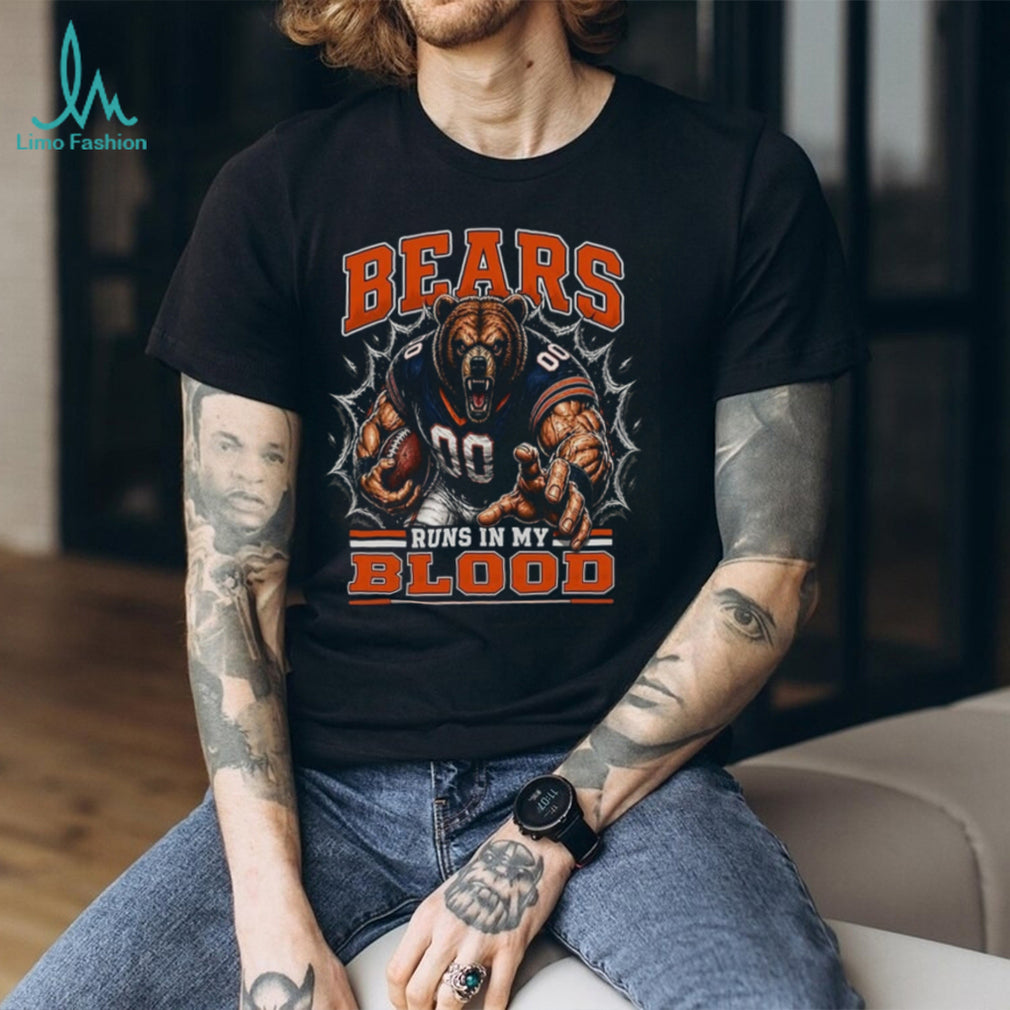 Bears Football Runs In My Blood Vintage Retro Sports Fan Apparel For Men Women Shirt