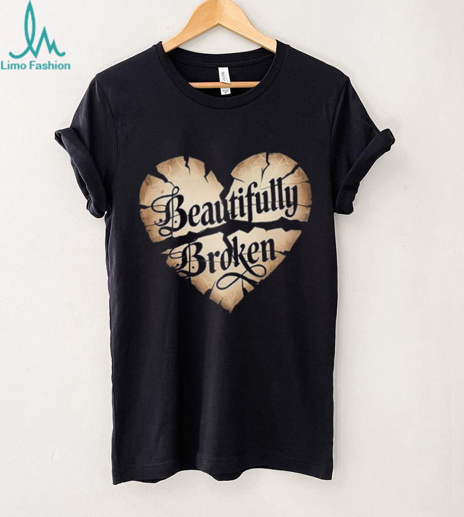 Beautifully Broken Heart Grunge Aesthetic Minimalist T Shirt