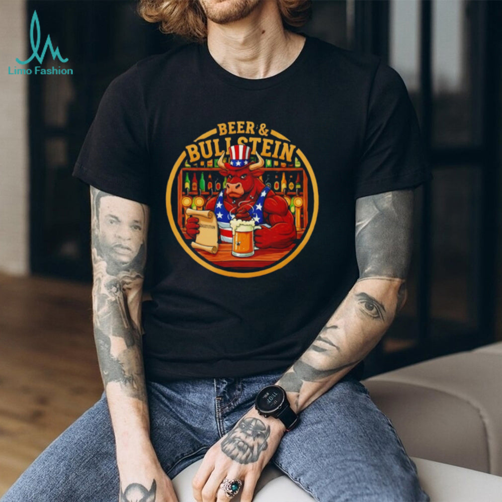 Beer and Bullstein Patriot Bull American Constitution T Shirt