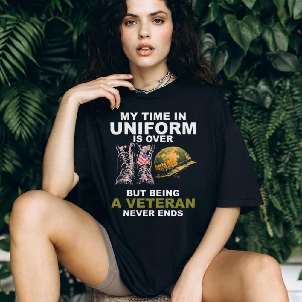 Being A Veteran Never Ends Military Boots and Helmet T Shirt
