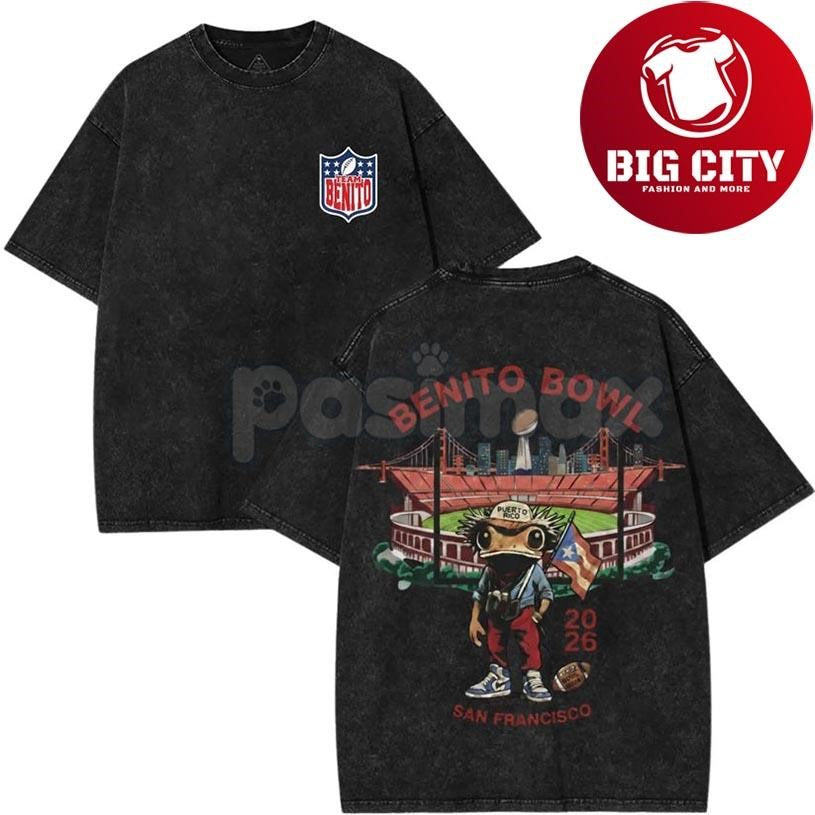 Benito Bowl 2026 Vintage Washed Graphic Two Sided Shirt