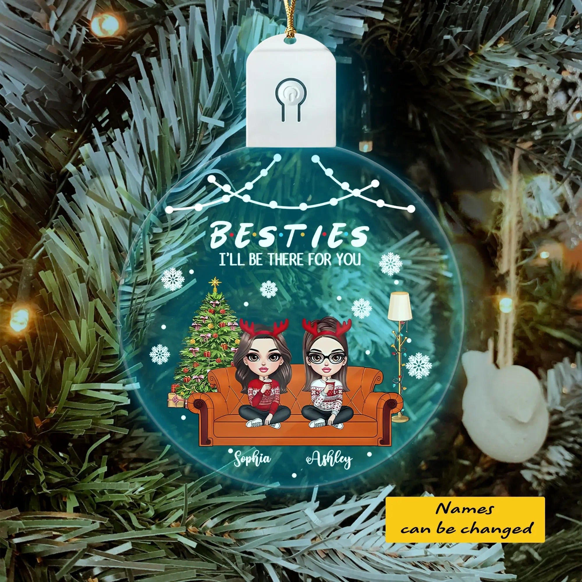 Besties I’ll Be There For You Personalized Led Acrylic Ornament