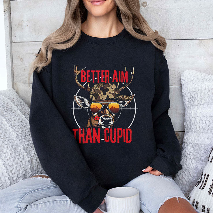 Better Aim Than Cupid Hunting Valentine’s Day T Shirt