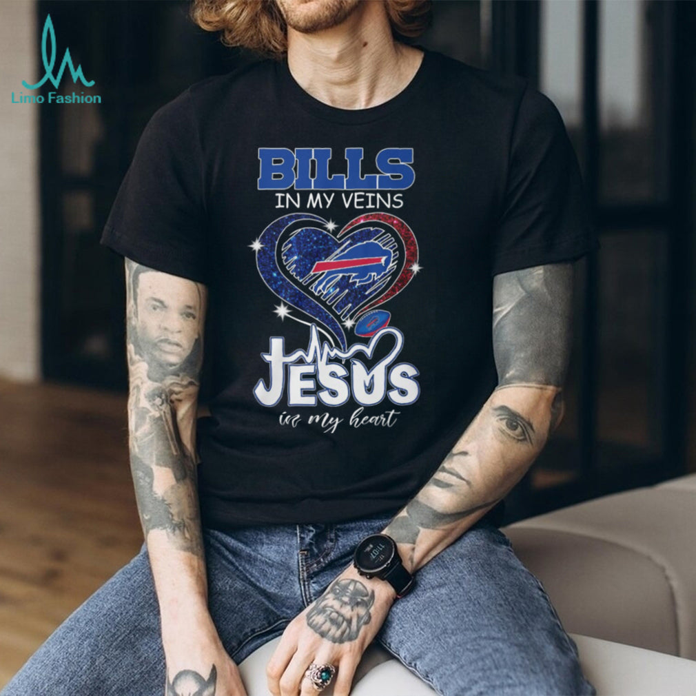 Bills In My Veins Jesus In My Heart Buffalo Football Faith T Shirt