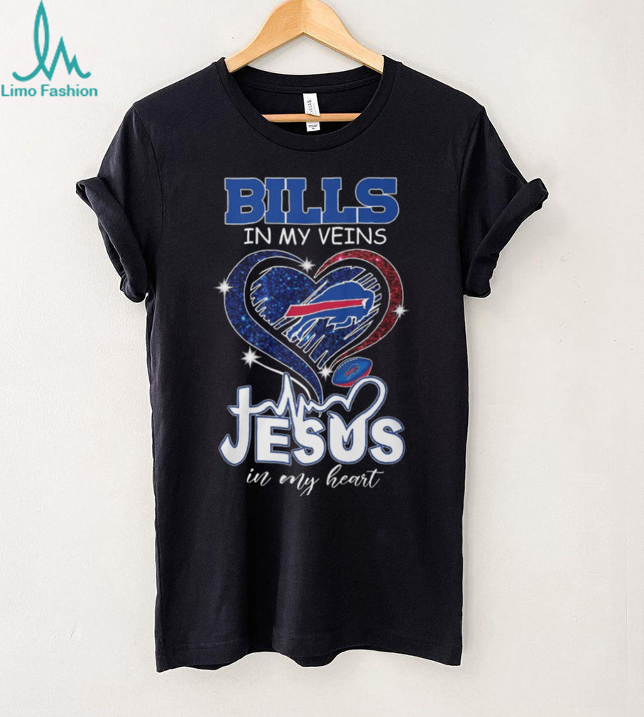 Bills In My Veins Jesus In My Heart Buffalo Football Faith T Shirt