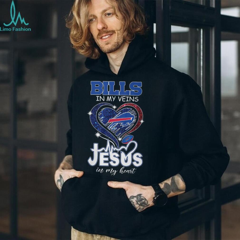 Bills In My Veins Jesus In My Heart Buffalo Football Faith T Shirt
