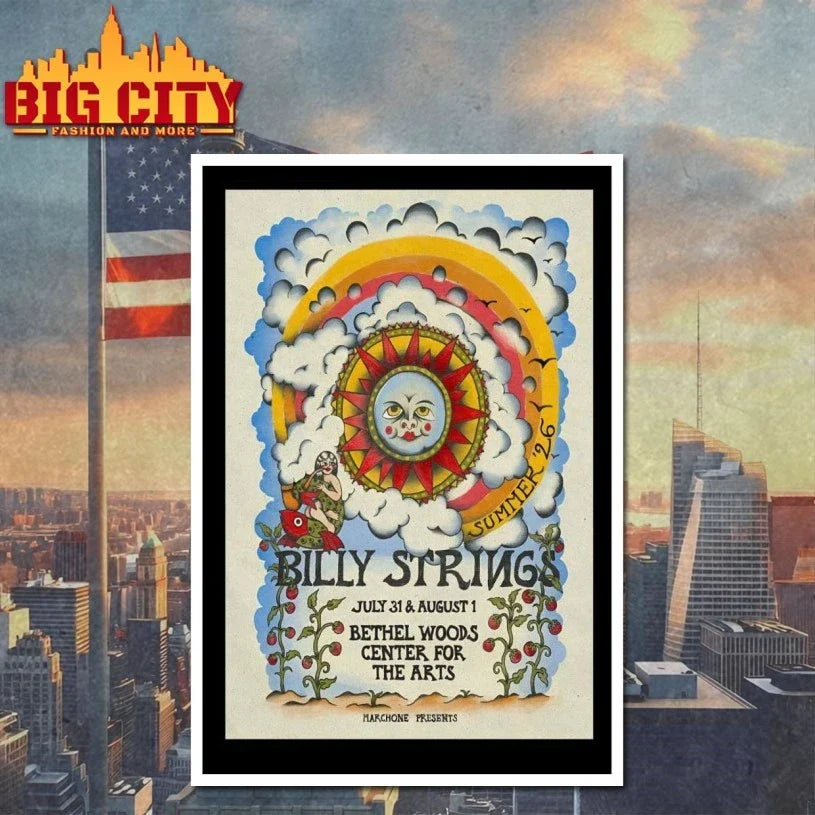 Billy Strings Jul 31-Aug 1 2026 Bethel Woods Center For The Arts in Bethel NY Poster shirt