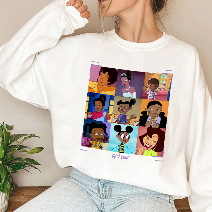 Black Girls Cartoon GRL PWR T Shirt