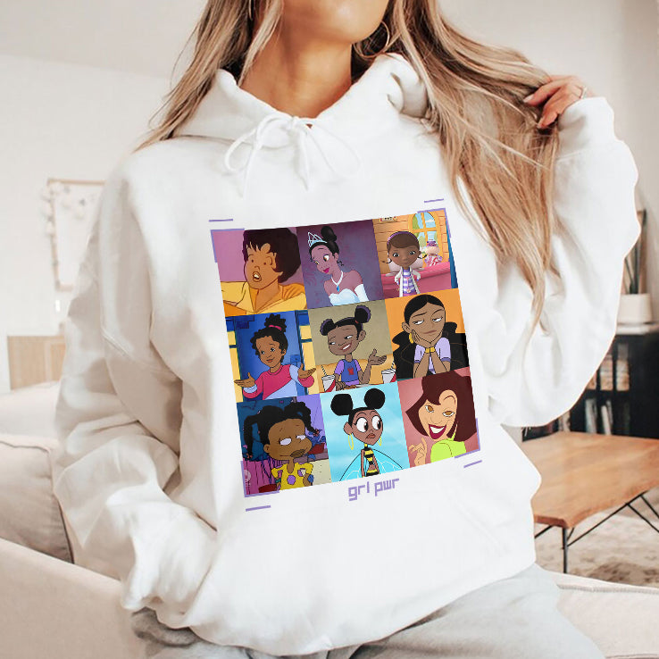 Black Girls Cartoon GRL PWR T Shirt