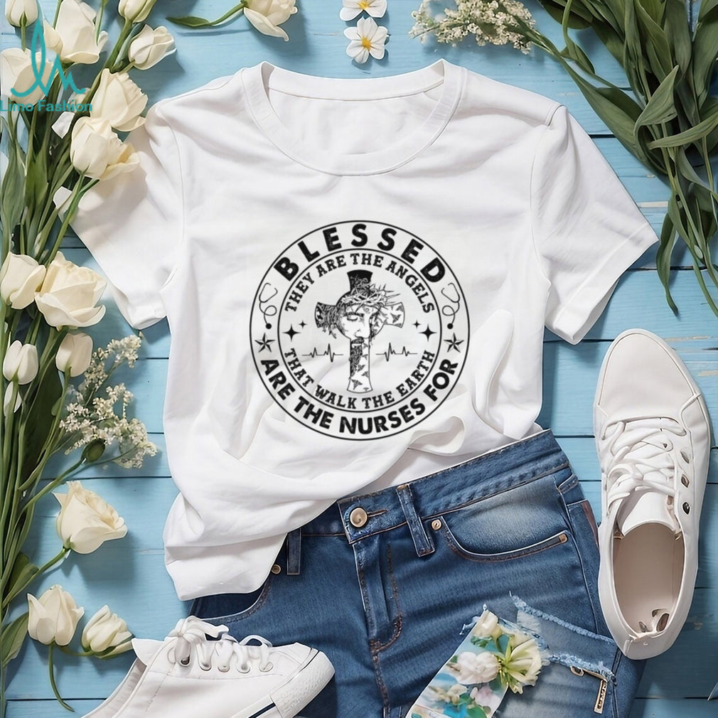 Blessed Are The Nurses Angels Faith Cross Medical Shirt