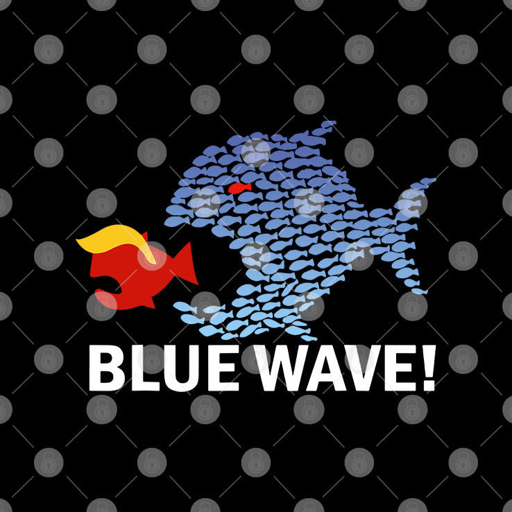 Blue Wave 2024 Funny Big Fish Eat Little Fish Trump Hair T Shirt