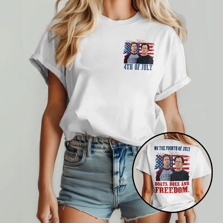 Boats Hoes And Freedom Funny Step Brothers 4th of July T Shirt