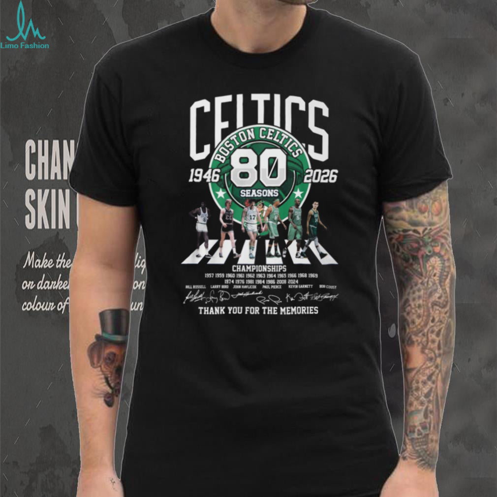 Boston Celtics 80 Seasons 1946 2026 Legends Signatures T Shirt