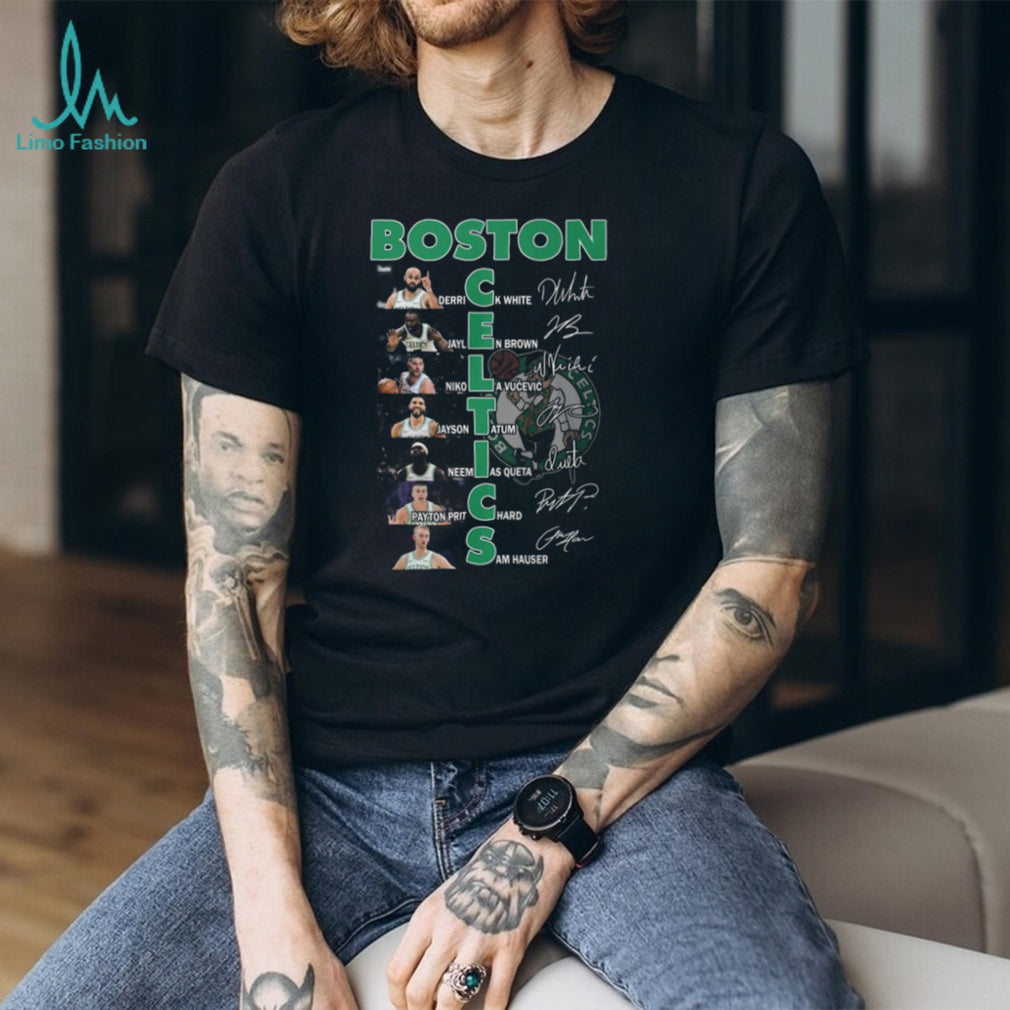 Boston Celtics Team Player Signatures 2024 NBA Championship Era Fan T shirt