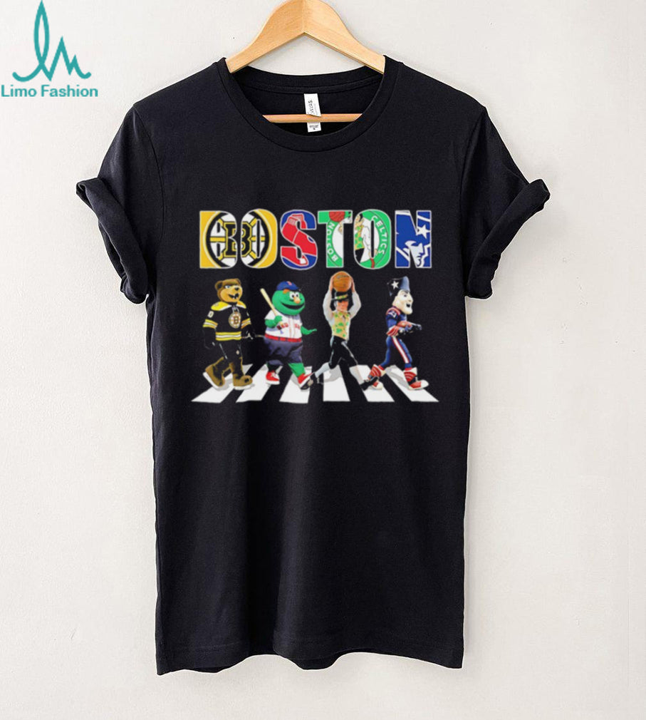 Boston City Sports Mascots Bruins Red Sox Celtics Patriots T shirt