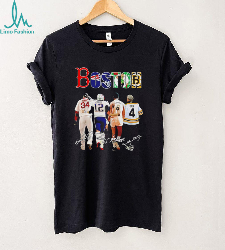 Boston City of Champions Legends Ortiz Brady Russell Orr Signatures T Shirt