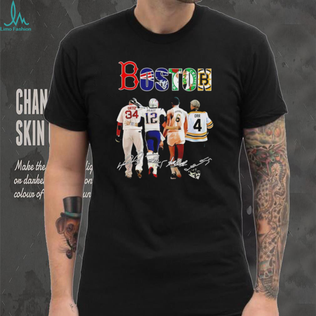 Boston City of Champions Legends Ortiz Brady Russell Orr Signatures T Shirt