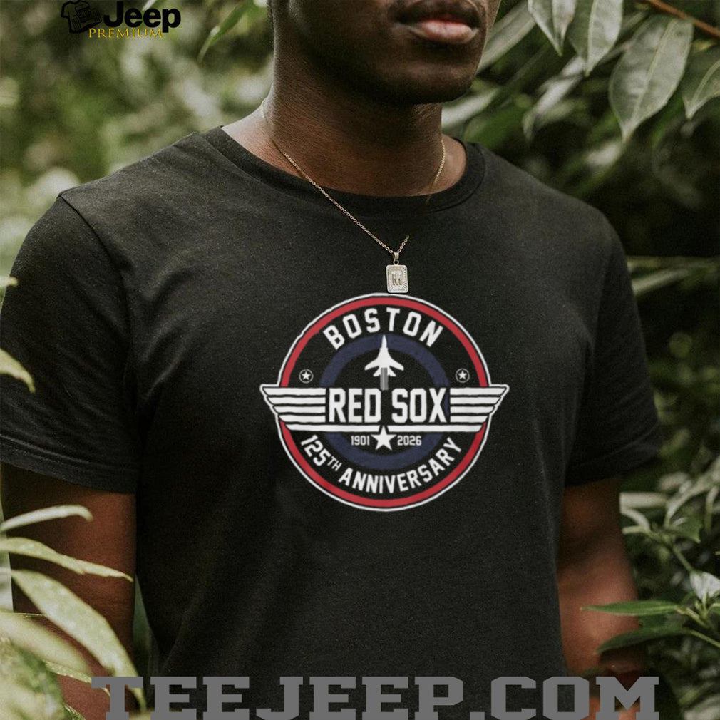 Boston Red Sox 125th Anniversary 1901 2026 Fighter Jet Style Logo T Shirt