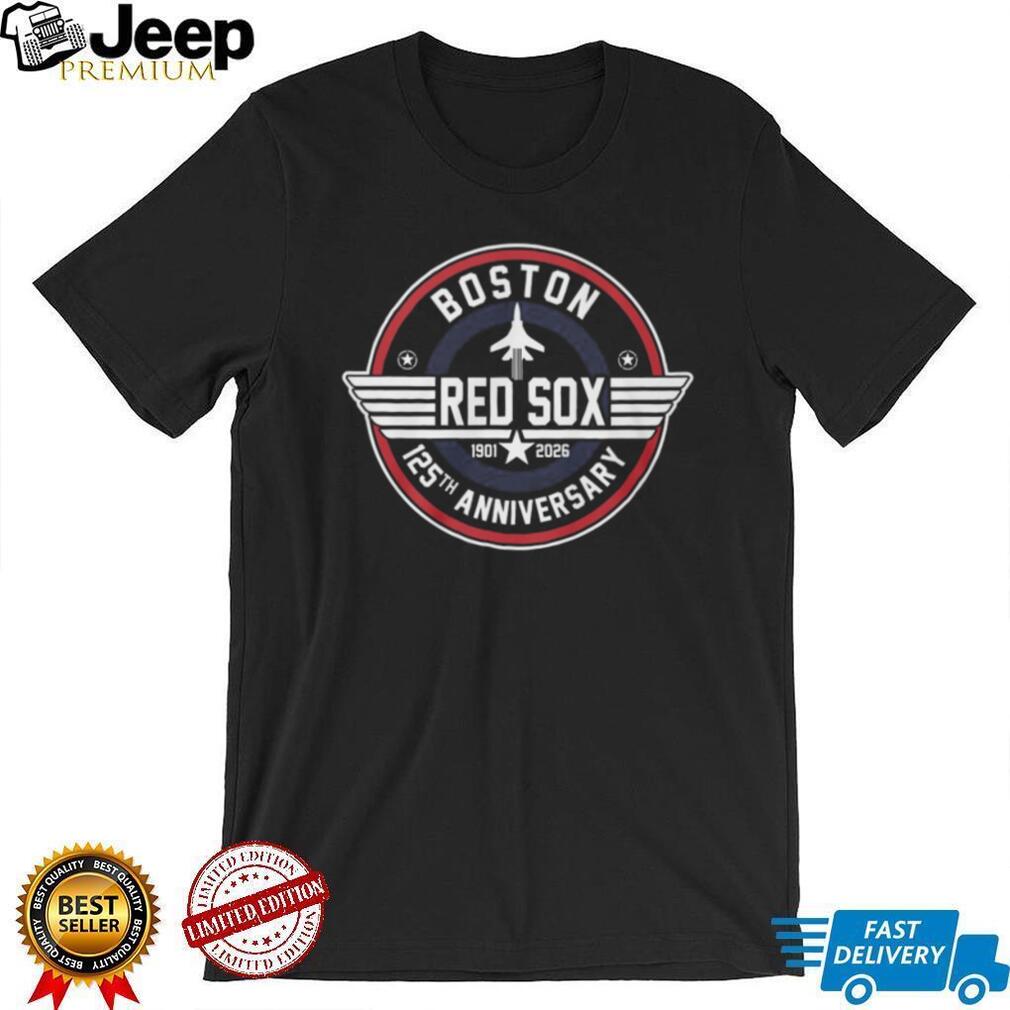 Boston Red Sox 125th Anniversary 1901 2026 Fighter Jet Style Logo T Shirt