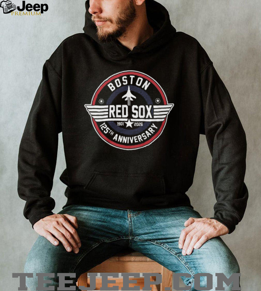 Boston Red Sox 125th Anniversary 1901 2026 Fighter Jet Style Logo T Shirt