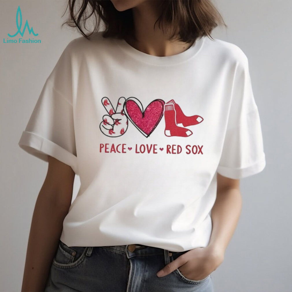 Boston Red Sox Peace Love Red Sox Baseball Logo T Shirt