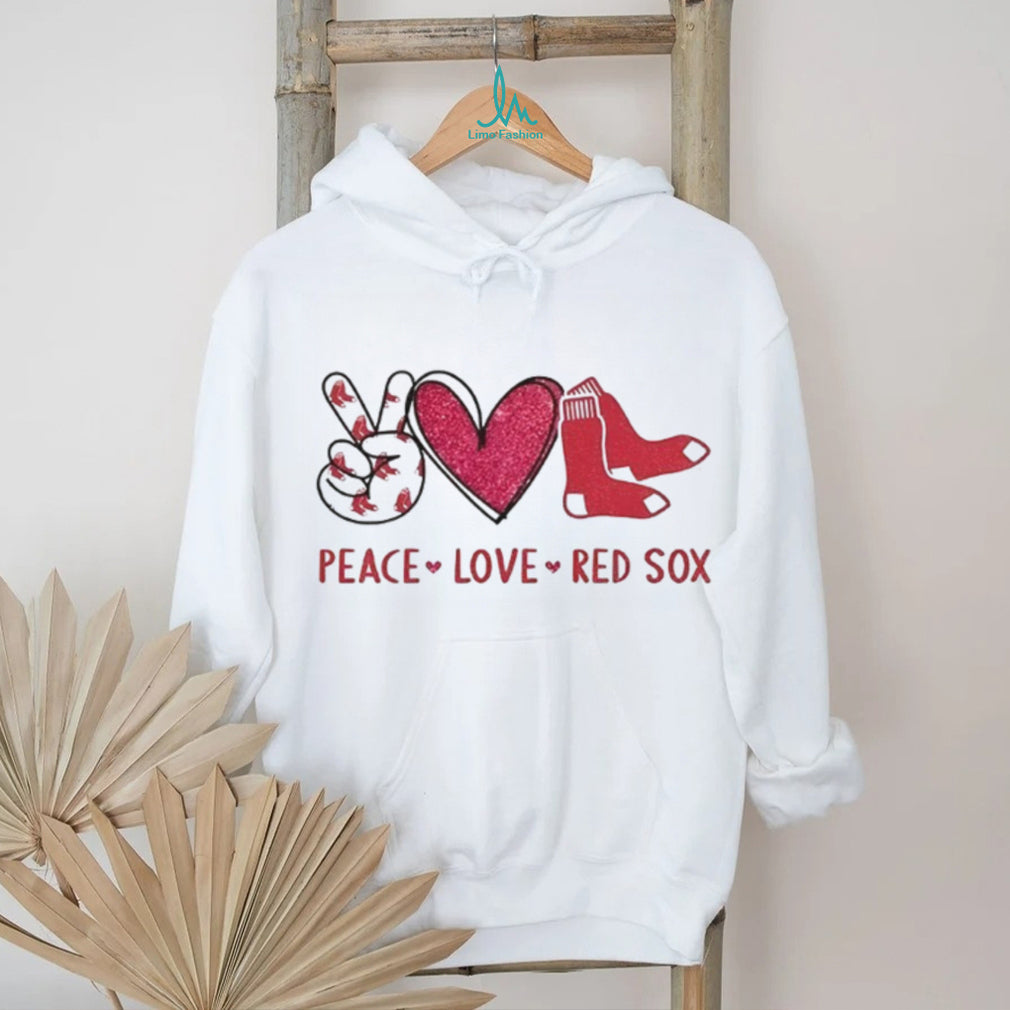 Boston Red Sox Peace Love Red Sox Baseball Logo T Shirt