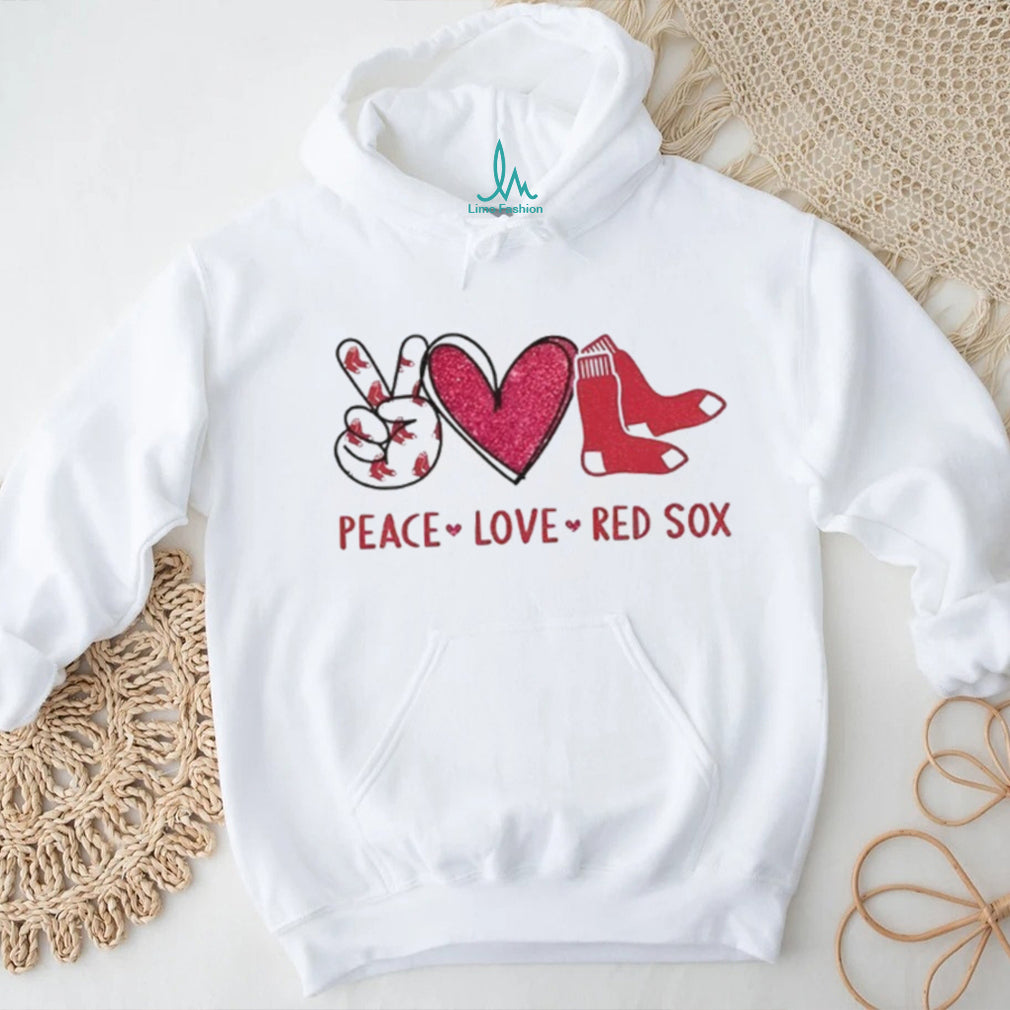 Boston Red Sox Peace Love Red Sox Baseball Logo T Shirt
