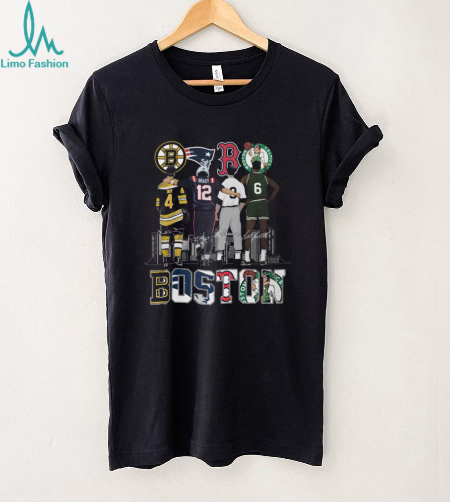 Boston Sports Icons Legends Back View Skyline T Shirt