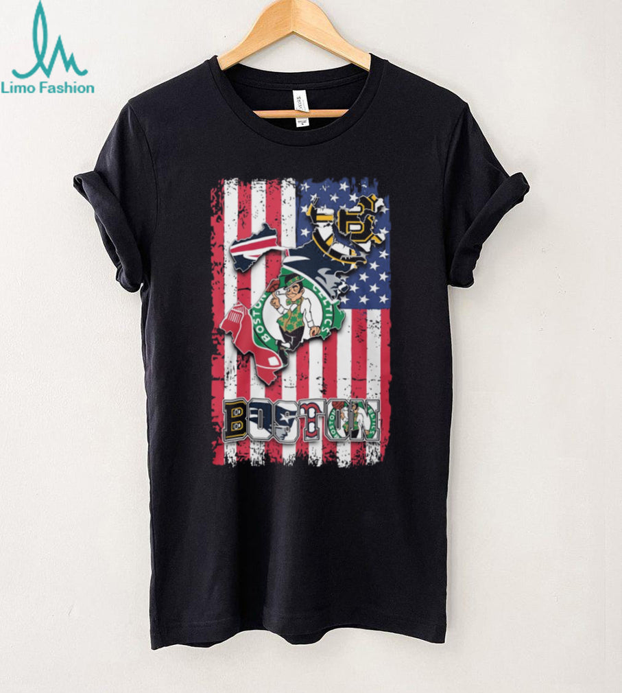 Boston Sports Teams City of Champions Patriots Celtics Bruins Red Sox Flag T Shirt