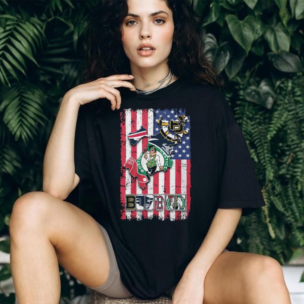 Boston Sports Teams City of Champions Patriots Celtics Bruins Red Sox Flag T Shirt