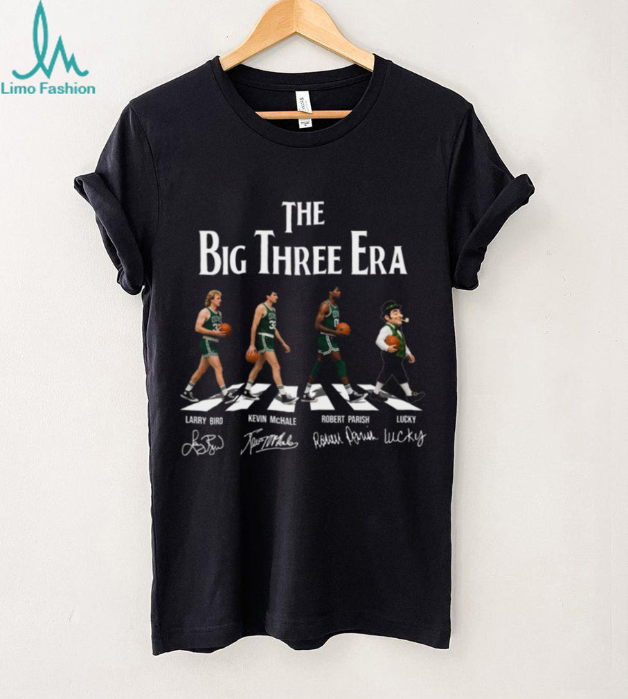 Boston The Big Three Era Celtics Bird McHale Parish Lucky Vintage Retro Shirt