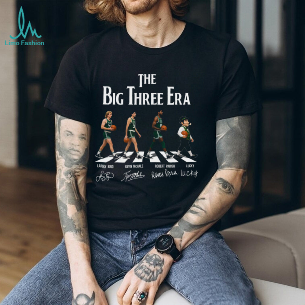 Boston The Big Three Era Celtics Bird McHale Parish Lucky Vintage Retro Shirt