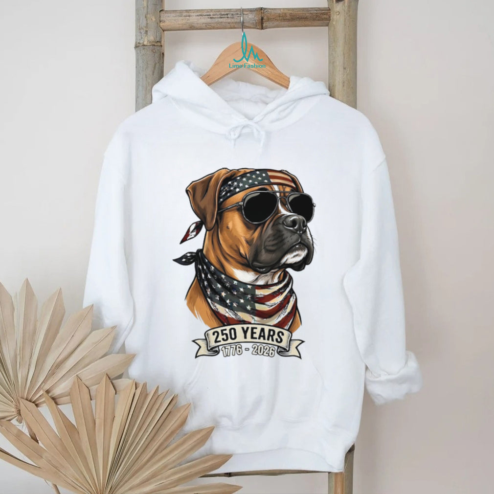 Boxer Dog 250 Years American Flag Sunglasses T Shirt