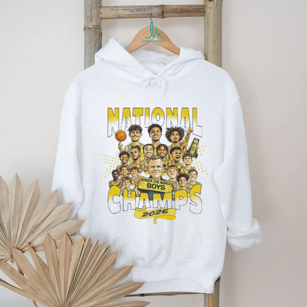 Boys Basketball National Champs 2026 Shock The World Vintage Men Fans Trophy White T Shirt