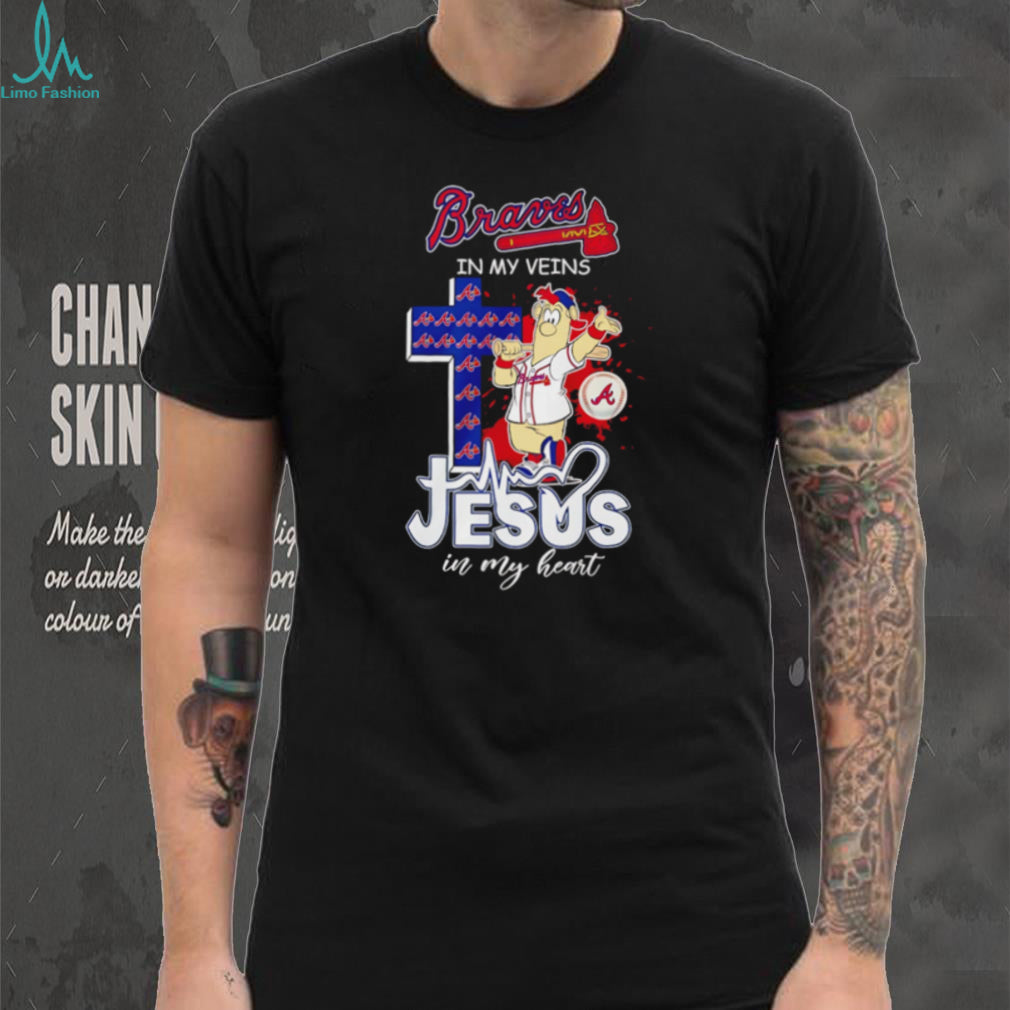 Braves In My Veins Jesus In My Heart Atlanta Baseball Christian Mascot T Shirt