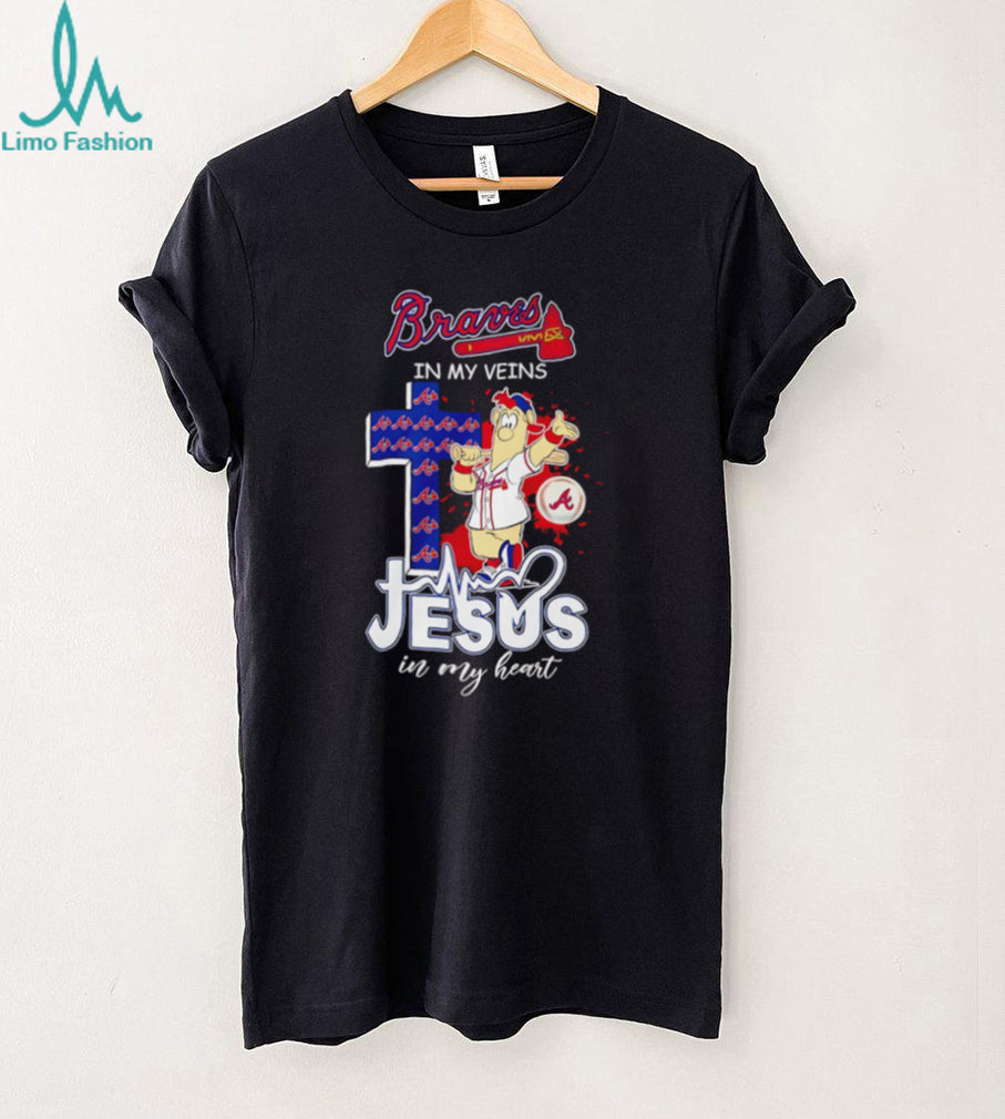 Braves In My Veins Jesus In My Heart Atlanta Baseball Christian Mascot T Shirt