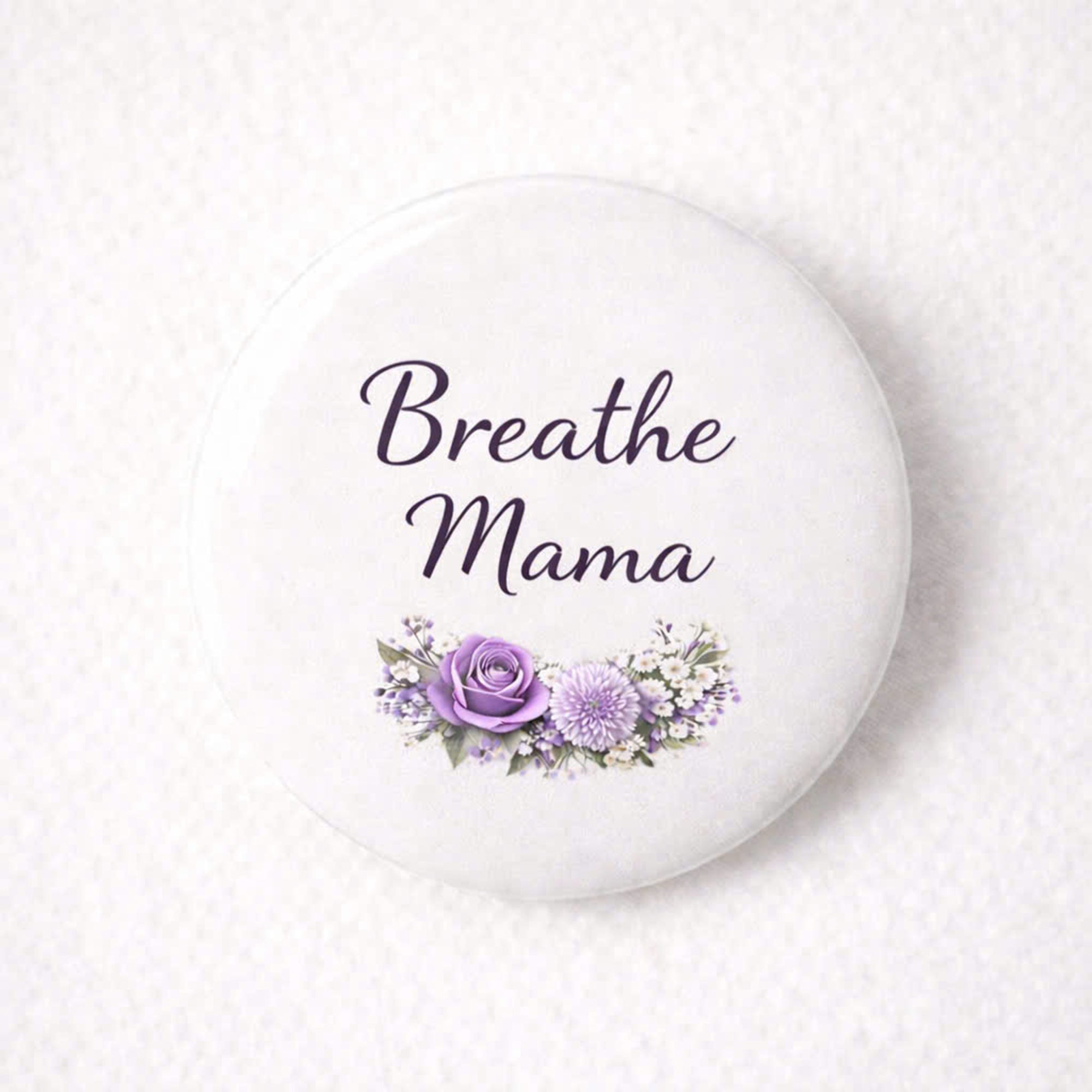 Mother’s Day Brethe Mama Purple Roses Button