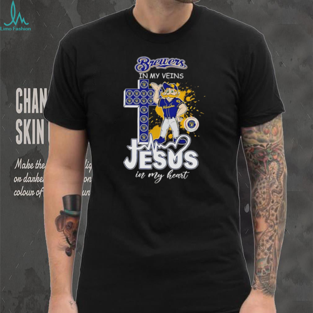 Brewers In My Veins Jesus In My Heart Milwaukee Baseball Faith Fan T Shirt