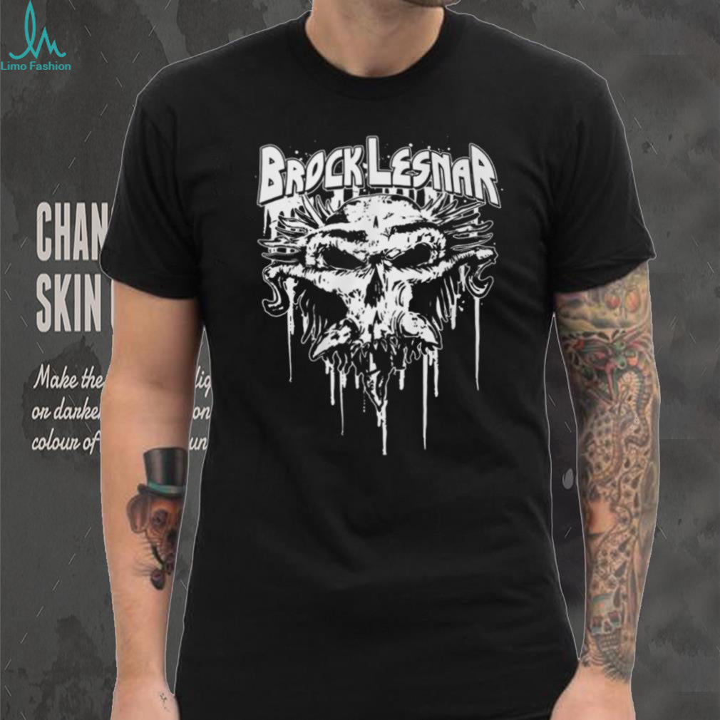 Brock Lesnar Distressed White Skull Logo Streetwear Style Wrestling T Shirt