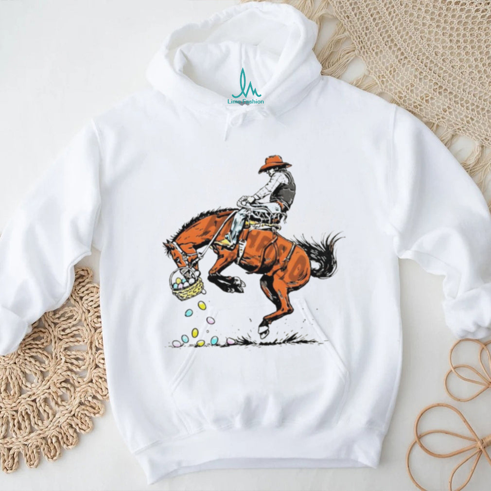 Bucking Bronco Cowboy Spilling Easter Egg Basket T Shirt