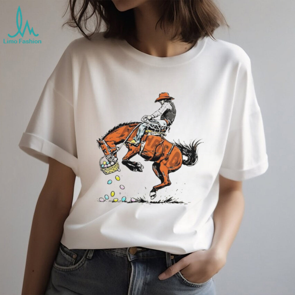 Bucking Bronco Cowboy Spilling Easter Egg Basket T Shirt