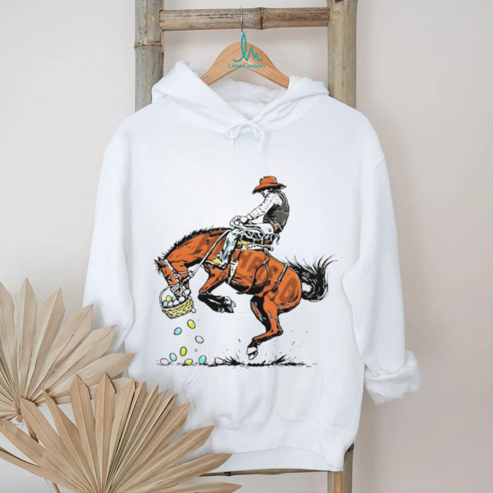 Bucking Bronco Cowboy Spilling Easter Egg Basket T Shirt