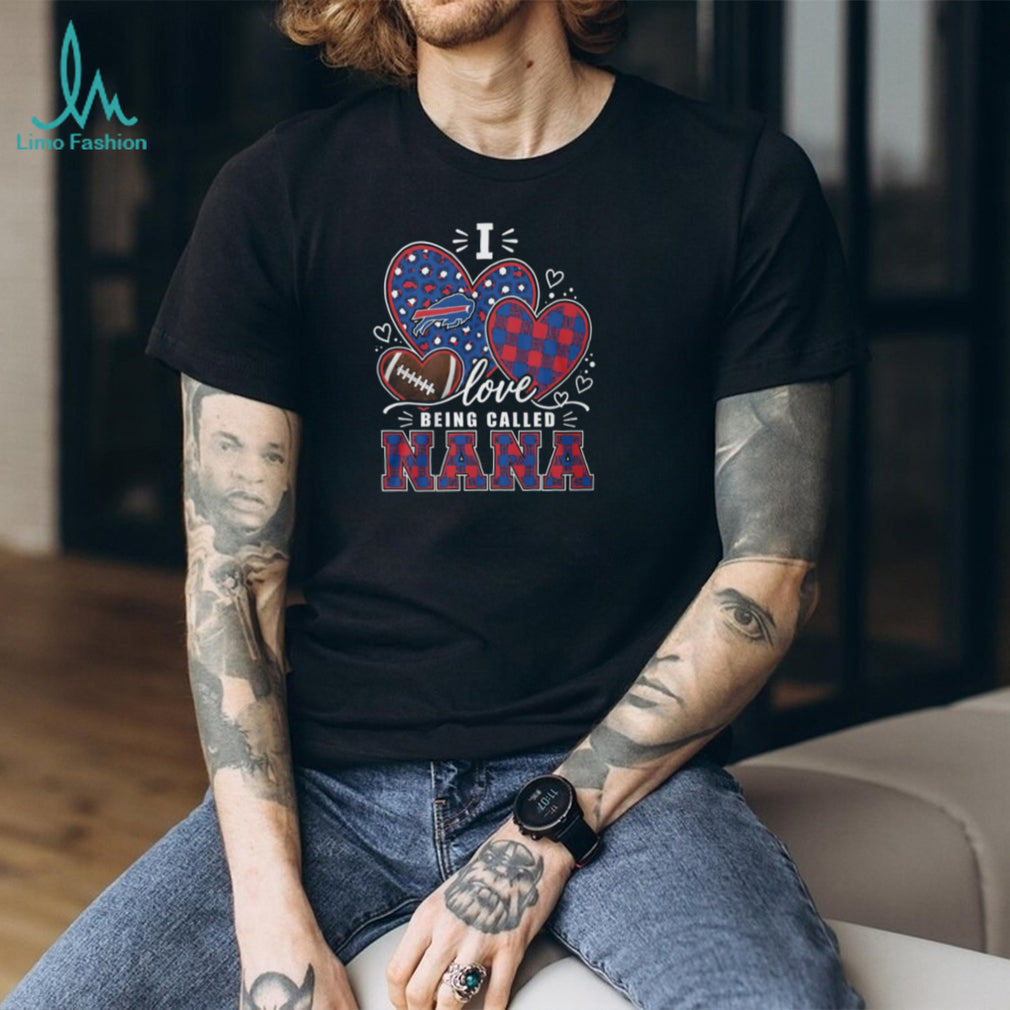 Buffalo Football Buffalo Hearts Plaid Pattern I Love Being Called Nana T Shirt
