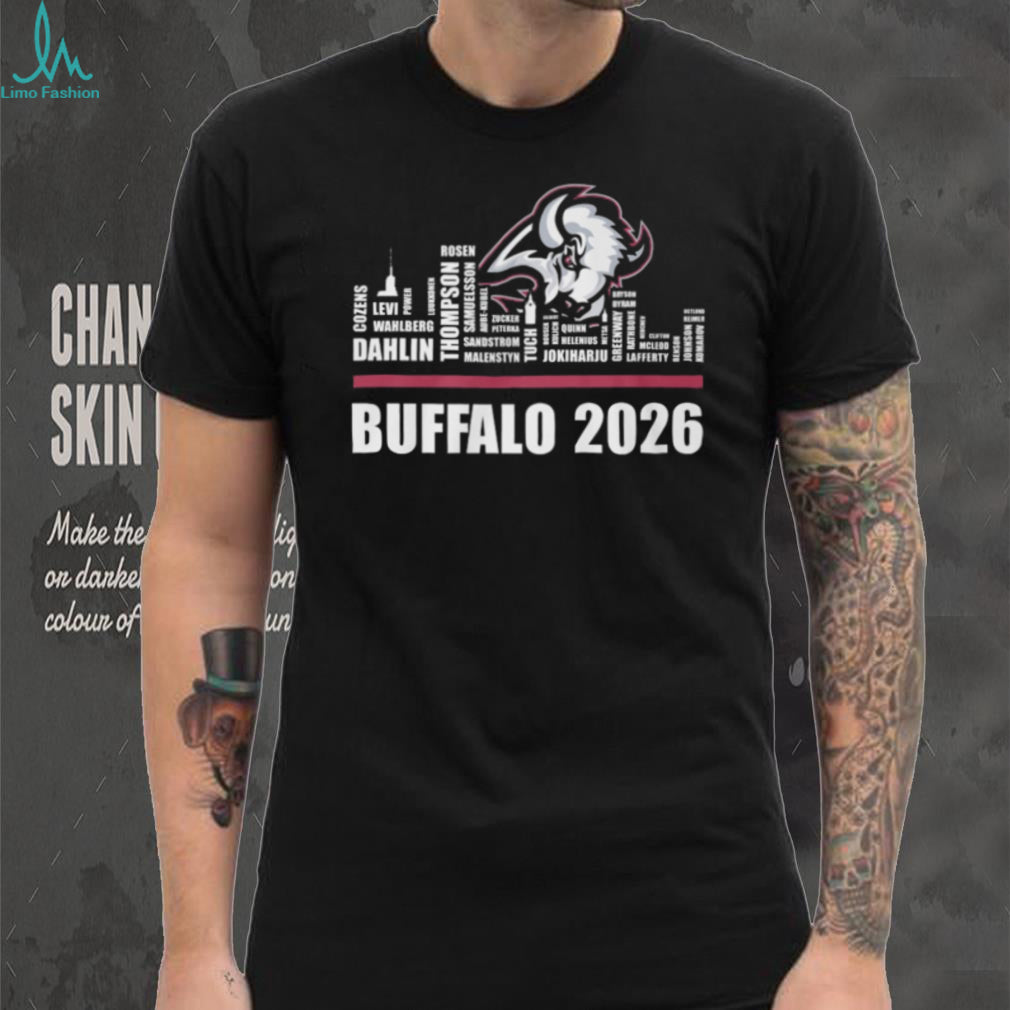 Buffalo Sabres 2026 Roster Skyline Player Names Hockey Fan T Shirt