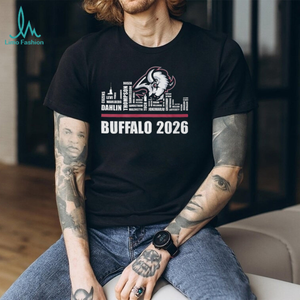 Buffalo Sabres 2026 Roster Skyline Player Names Hockey Fan T Shirt
